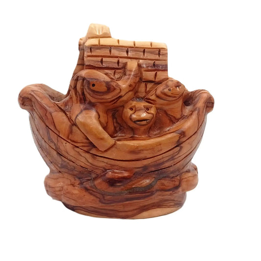 Noah's Ark Hand Carved Natural Olive Wood Sculpture ( Small)