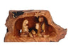 Olive Wood Nativity Scene – Hand-Carved Holy Family in Natural Cave Setting