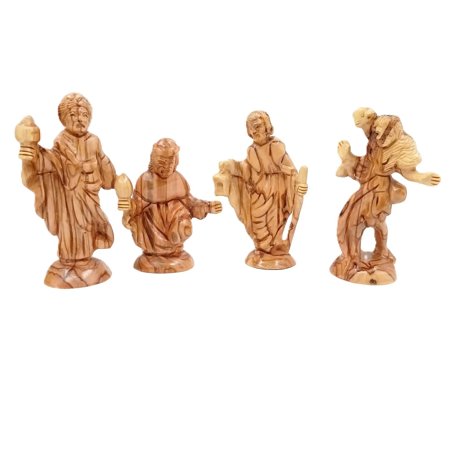 Handmade Olive Wood Nativity Scene – Full Ensemble in Rustic Stable