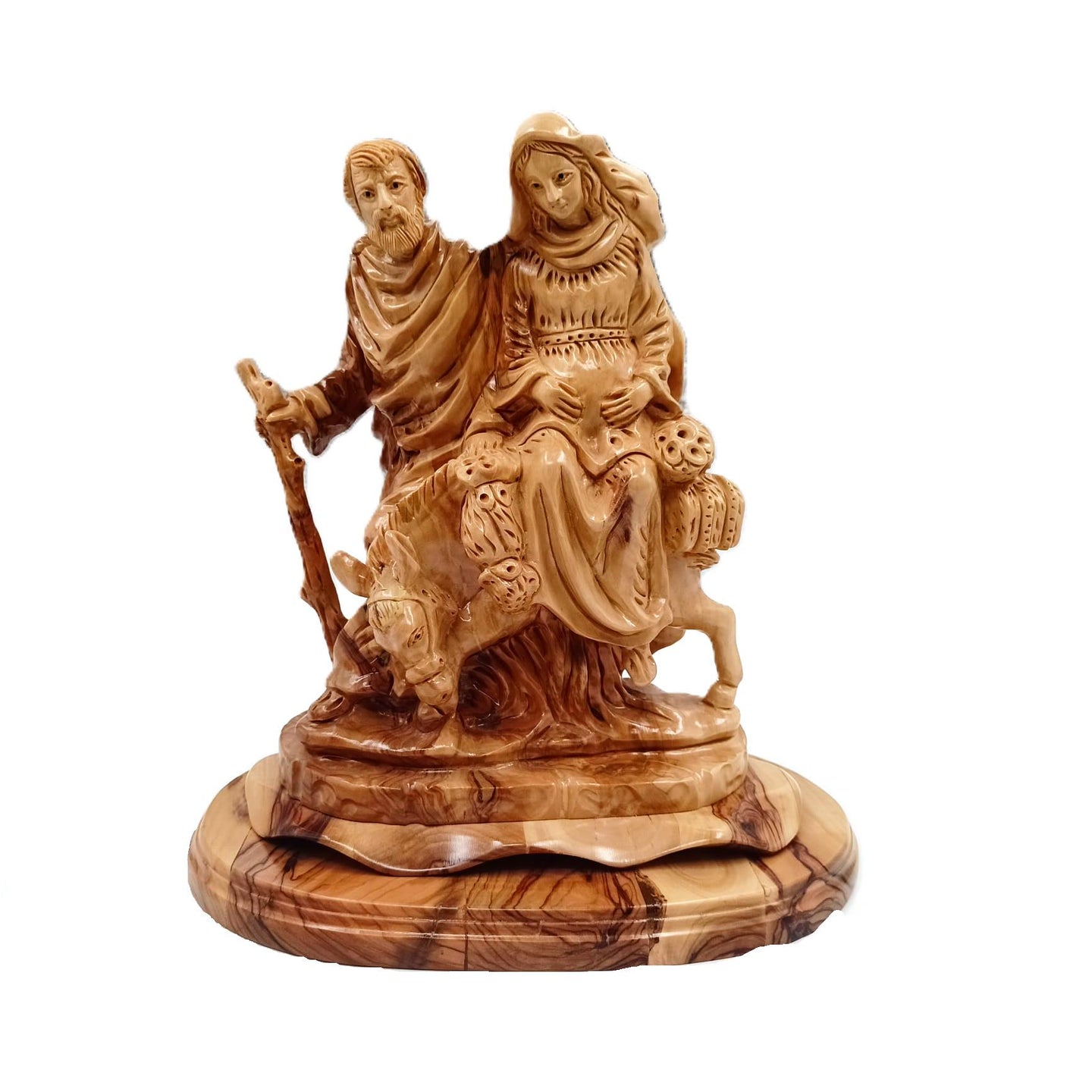 Mary and Joseph's Journey to Bethlehem Hand Carved Olive Wood Statue