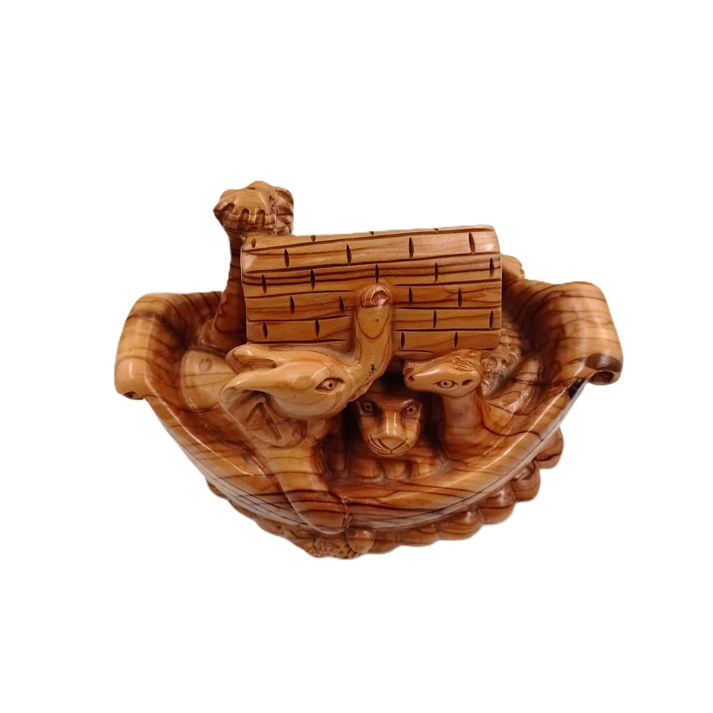 Noah's Ark Hand Carved Natural Olive Wood Sculpture