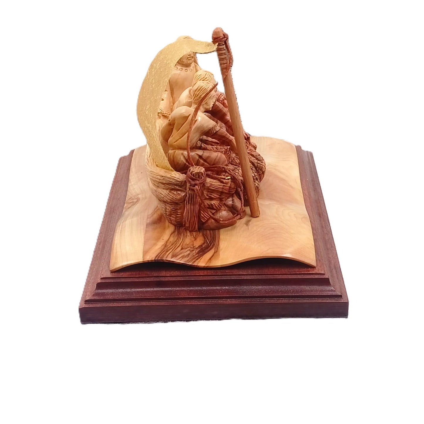 Olive Wood Statue portraying Jesus Christ's Miracle of the Fishermen Holy Land