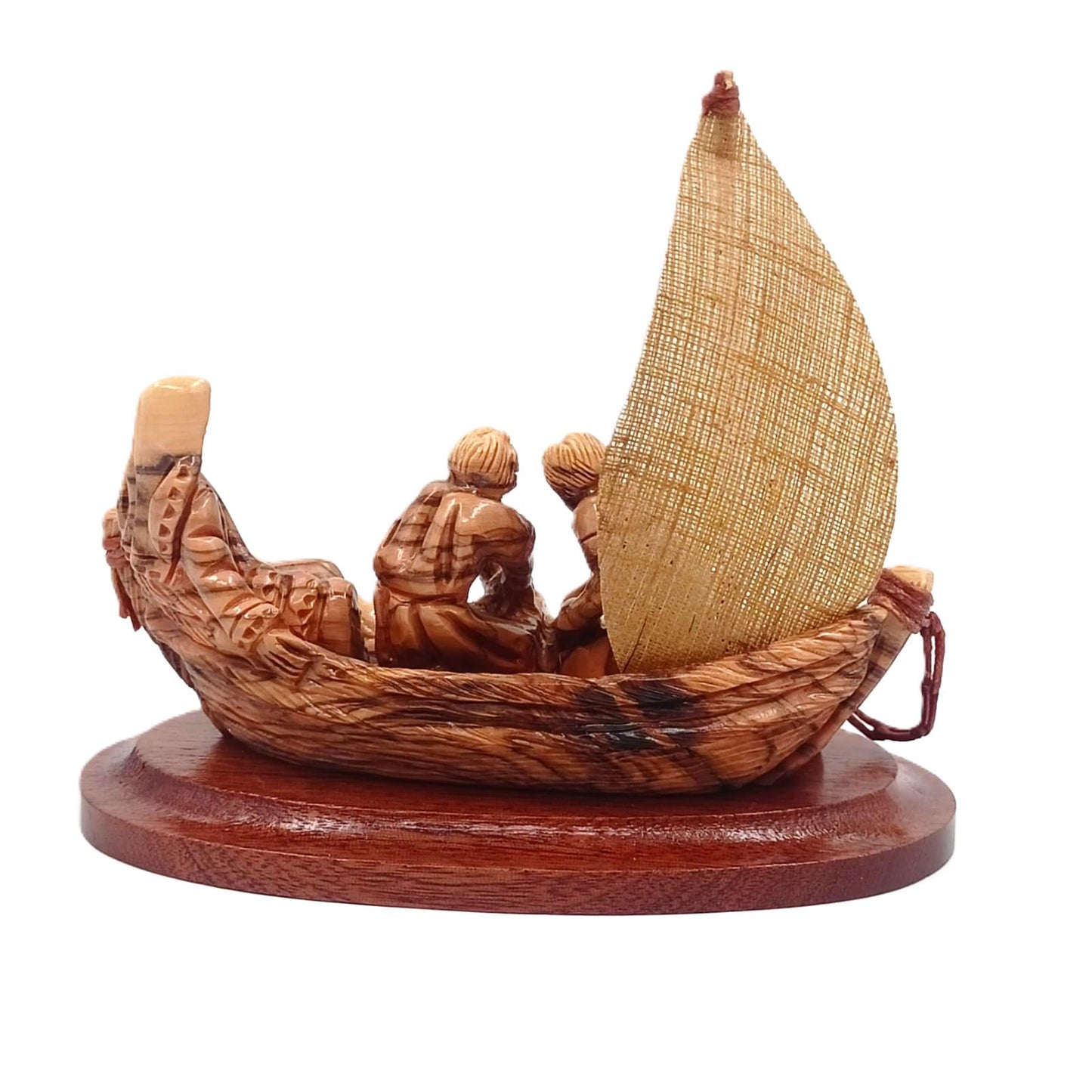 Handmade Olive Wood Sculpture – Miraculous Catch of Fish
