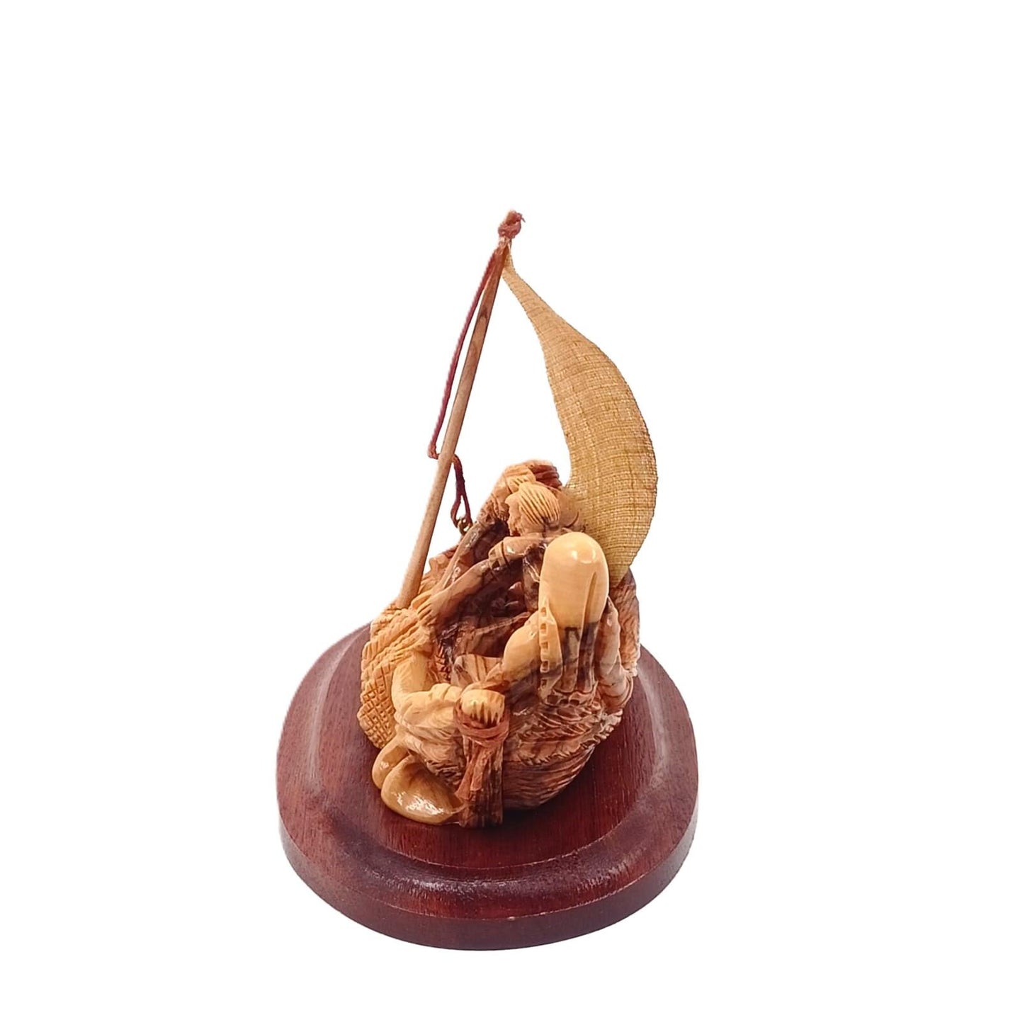 Handmade Olive Wood Sculpture – Miraculous Catch of Fish