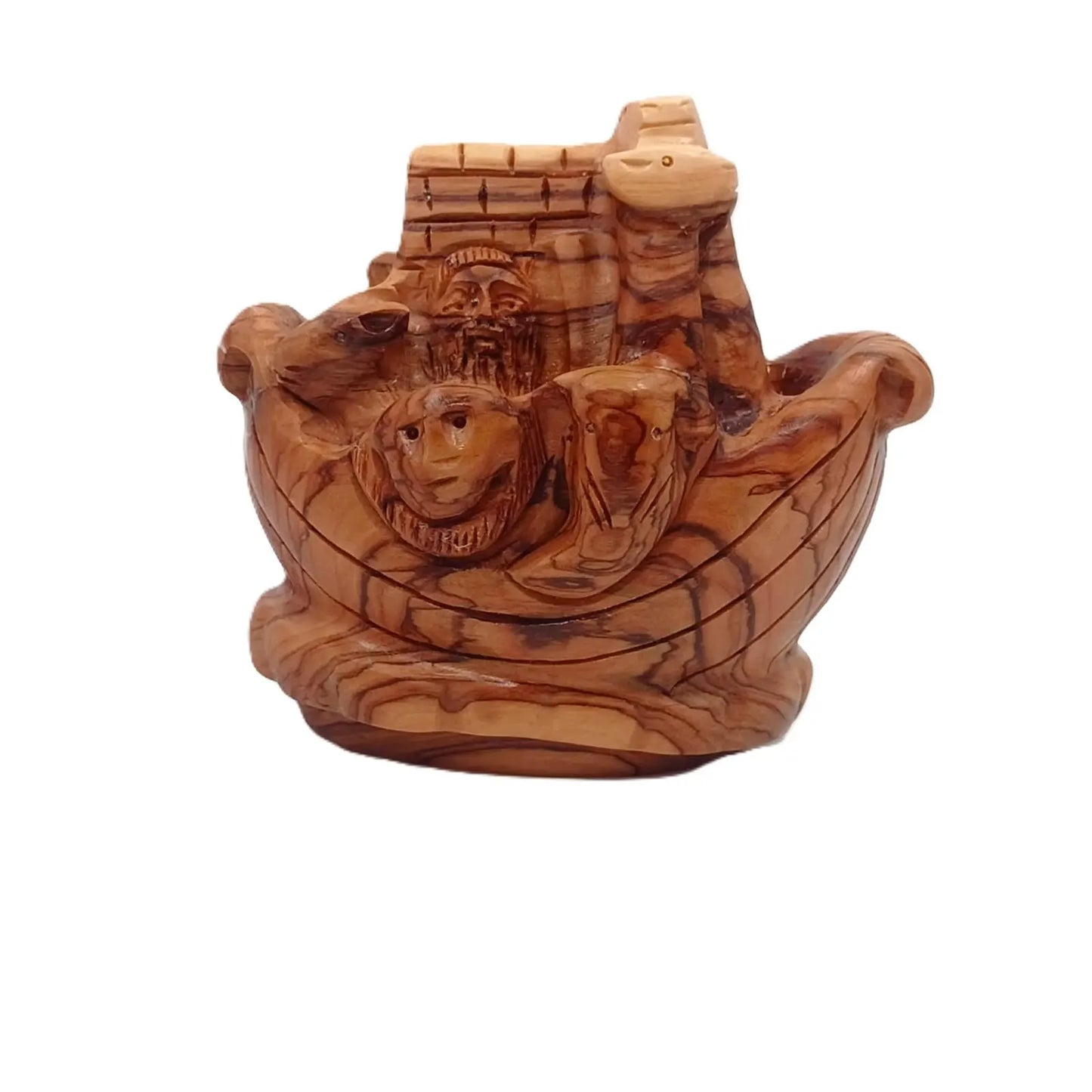 Noah's Ark Hand Carved Natural Olive Wood Sculpture ( Small)