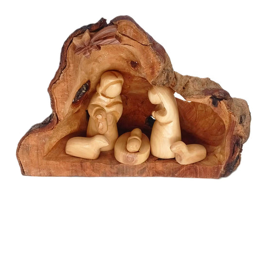 Handcrafted Wooden Nativity Scene with Star