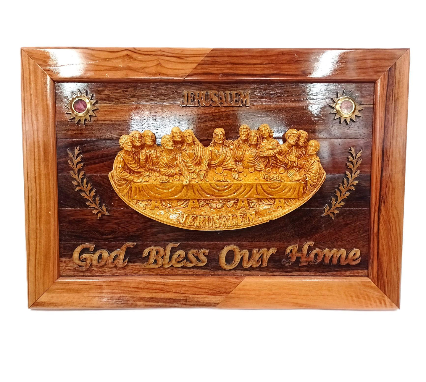 Jerusalem Wall Art – Olive Wood Last Supper Hanging Plaque
