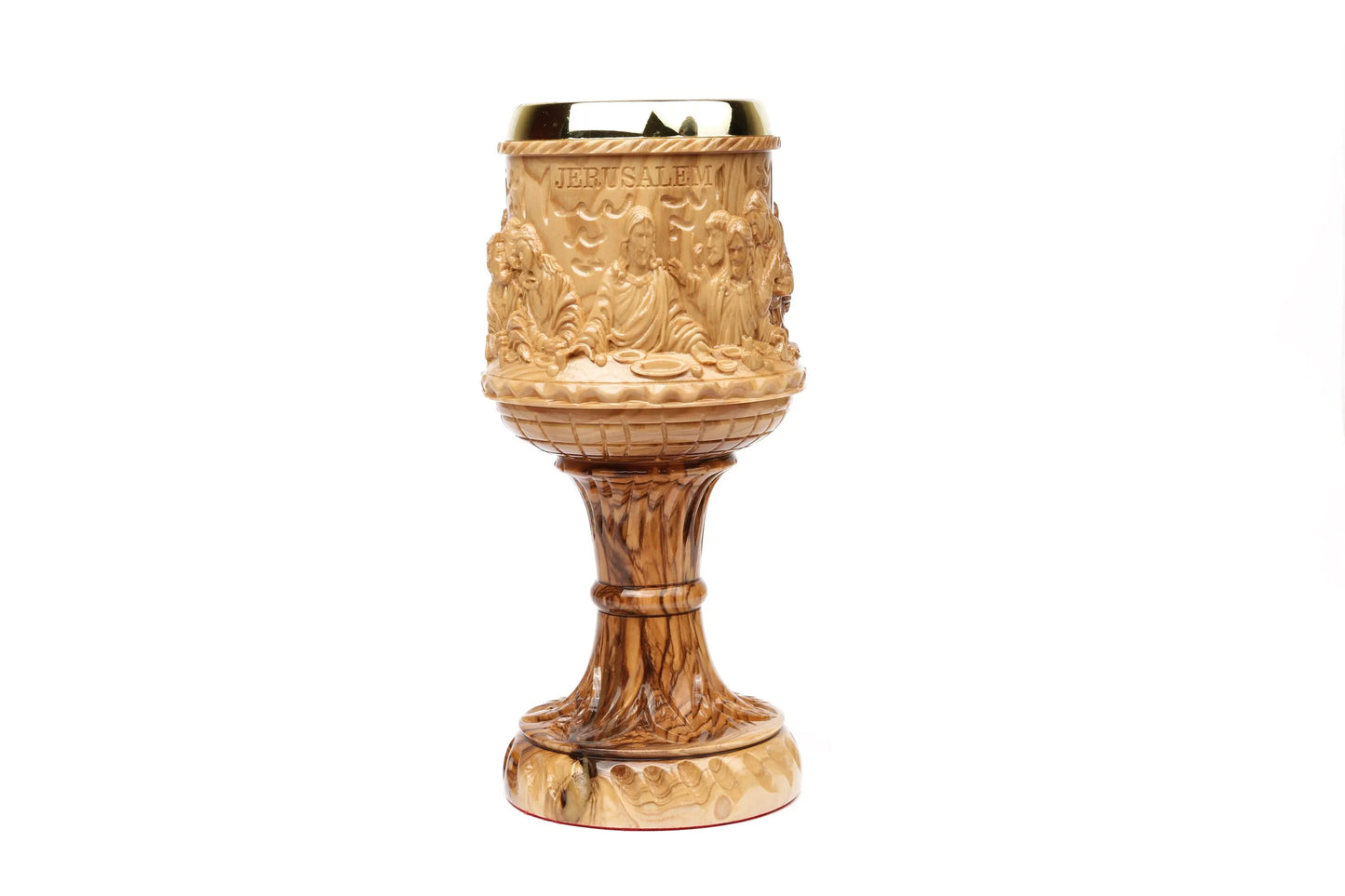Olive Wood Chalice Cup_Sculpted Last Supper