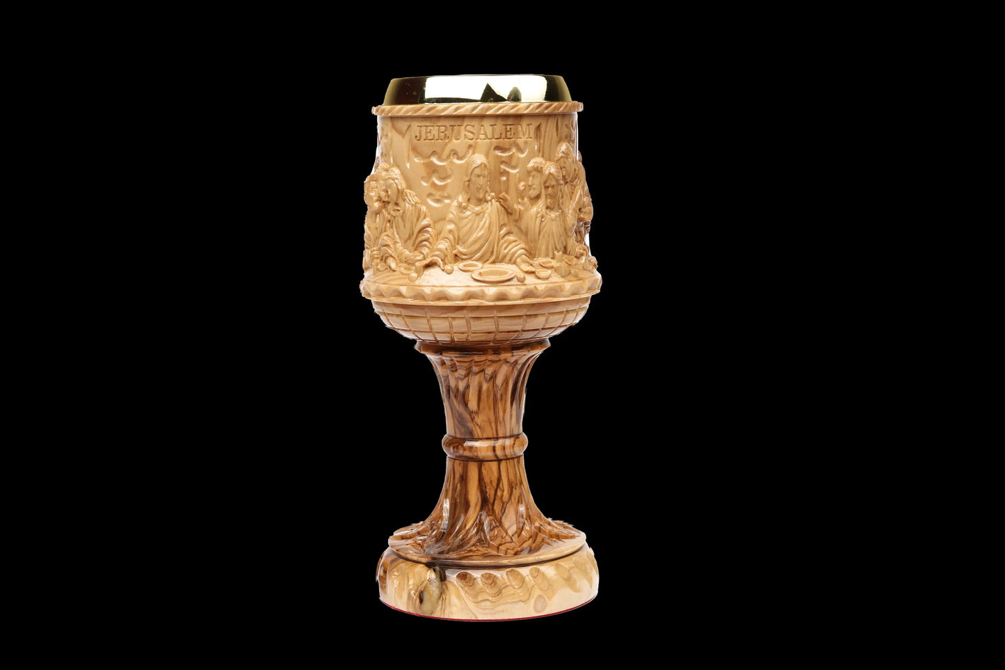 Olive Wood Chalice Cup_Sculpted Last Supper