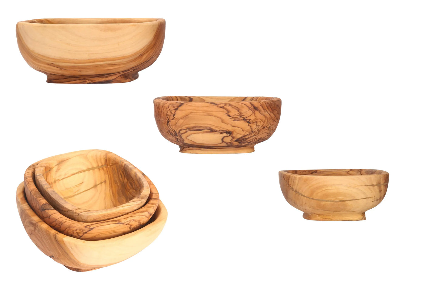 Olive Wood Serving Bowl Set – Handcrafted Trio from the Holy Land