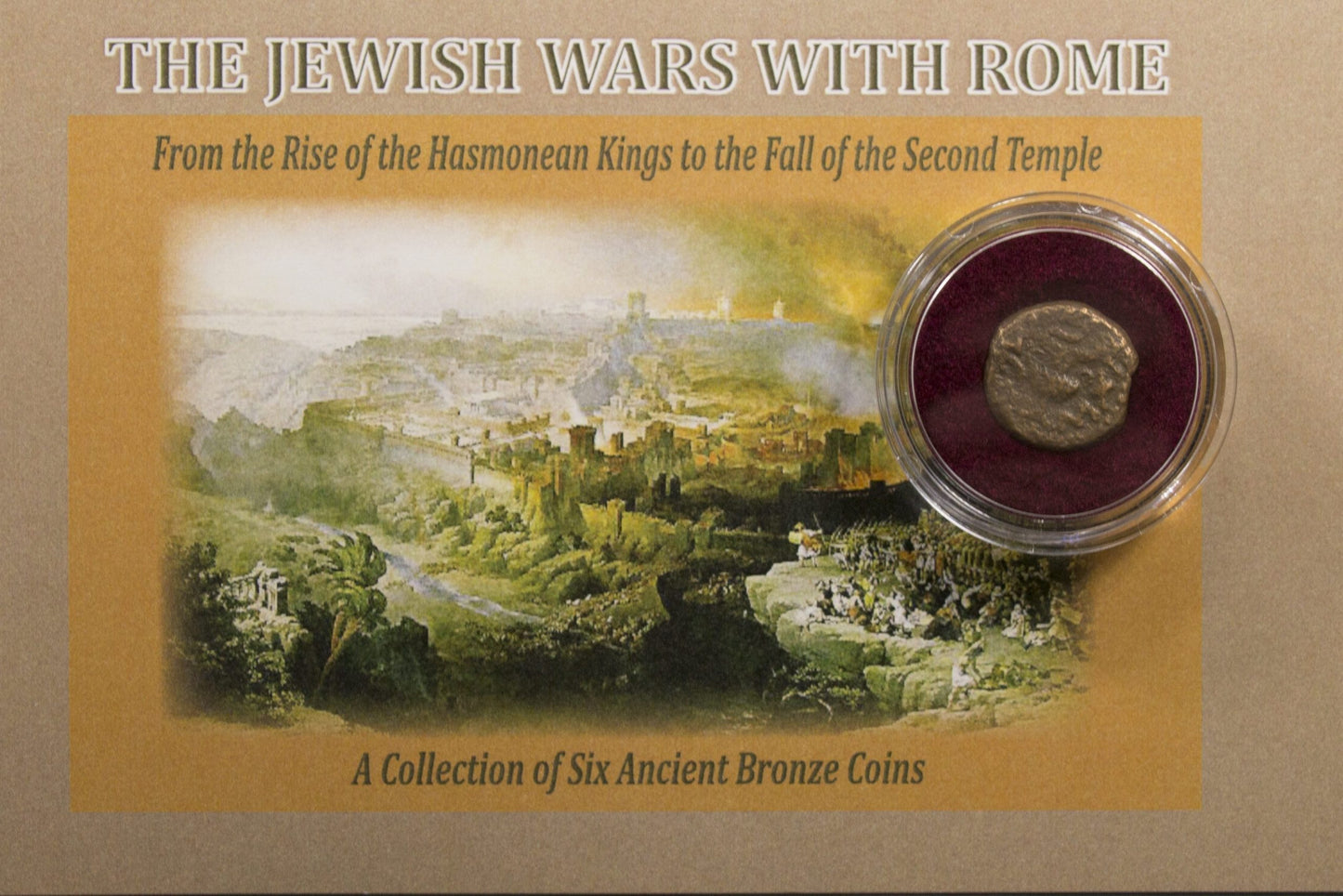 The Jewish Wars with Rome: A Box of 6 Ancient Bronze Roman and Judaean Coins (Six-Coin Box)