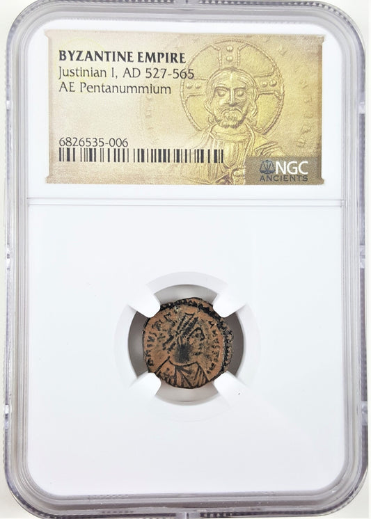 NGC Pentanummia of Justinian I Byzantine Empire(HG)