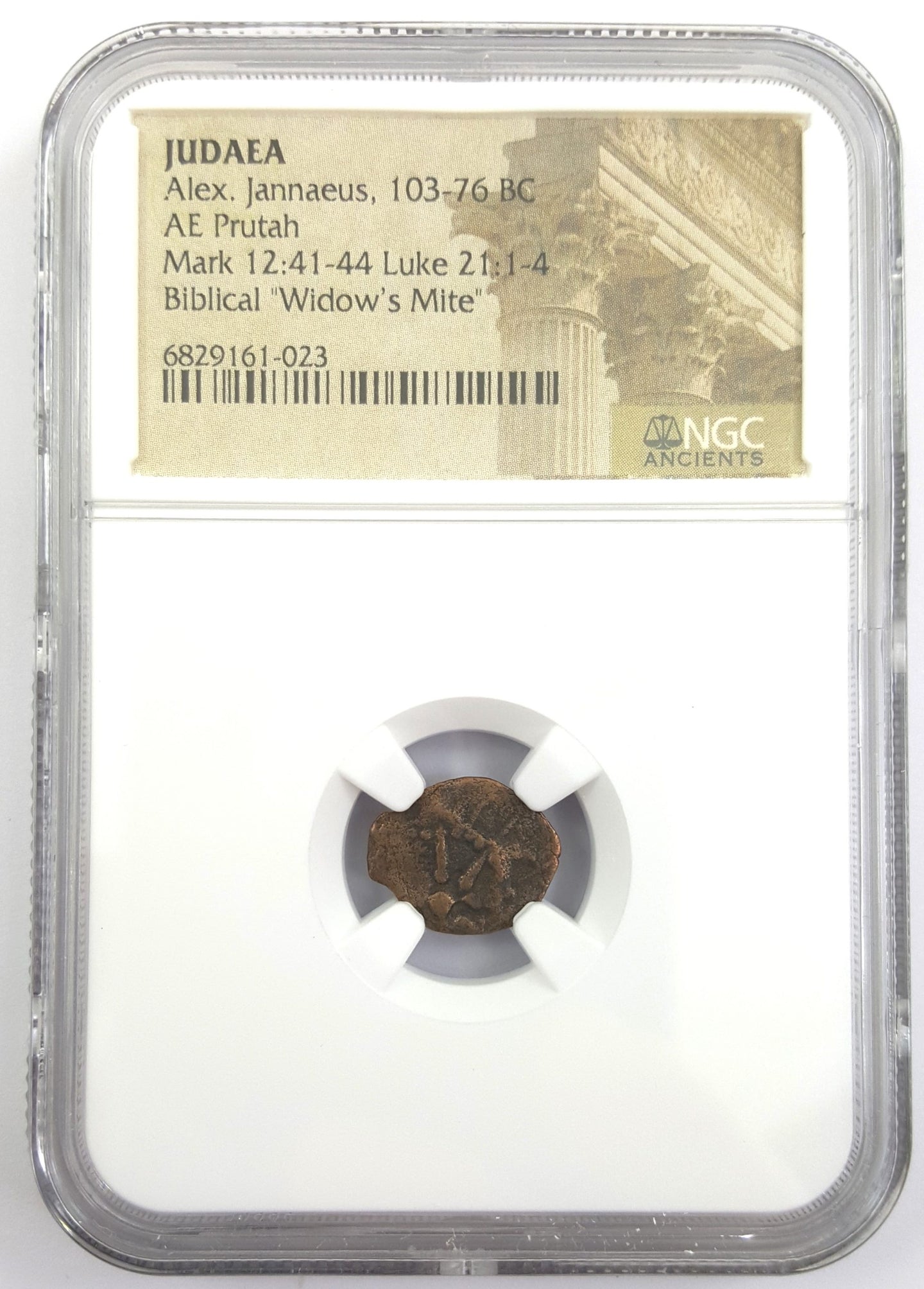 Widow’s Mite: Judean Prutah (103-76 BC) NGC Slab(SELECT)