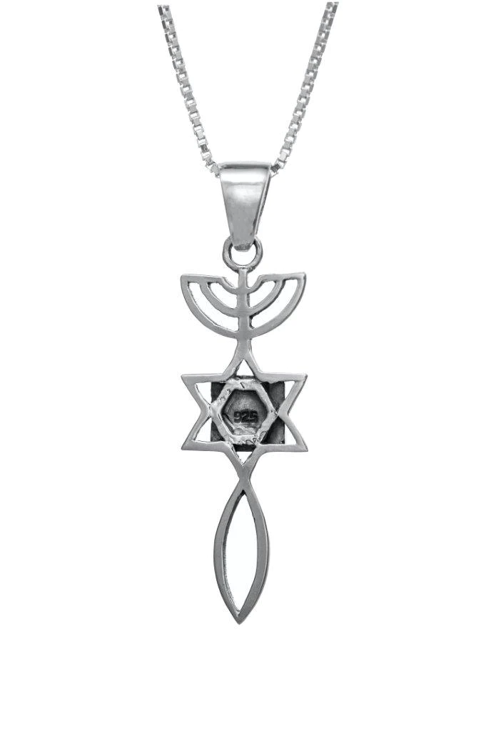 Jerusalem Nano New Testament Pendant with Messianic Symbol Necklace Silver 925