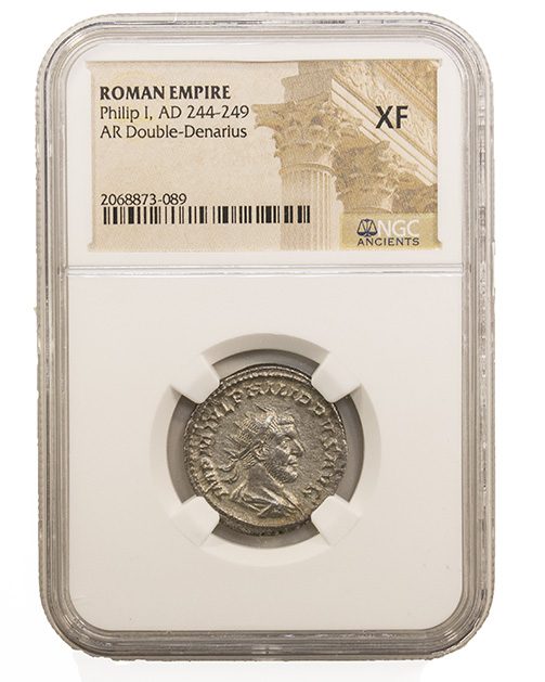 Roman Silver Antoninianus of Philip I (AD244-249) NGC(XF)