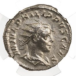 Roman Silver Antoninianus of Philip II (AD247-249) NGC(XF)