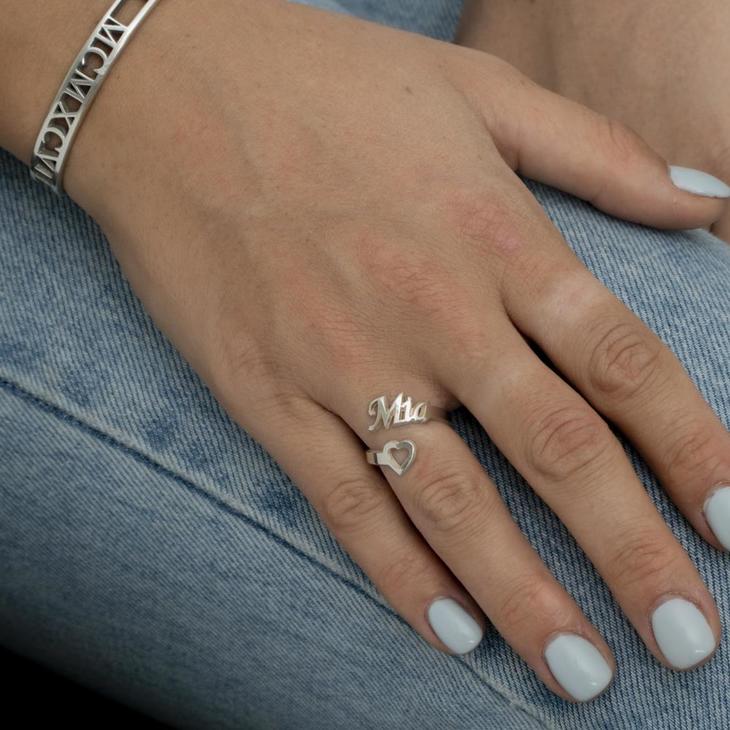 Personalized Name Ring With Heart