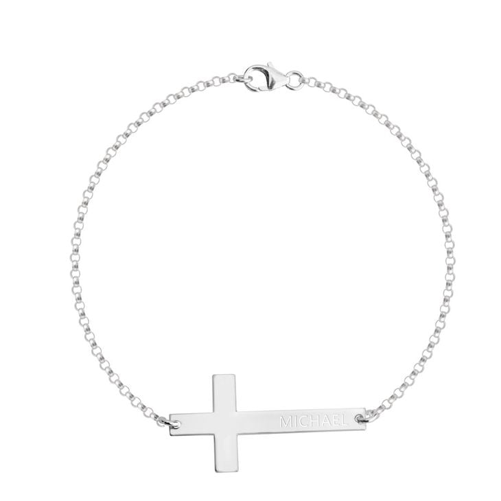 Engraved Cross Bracelet