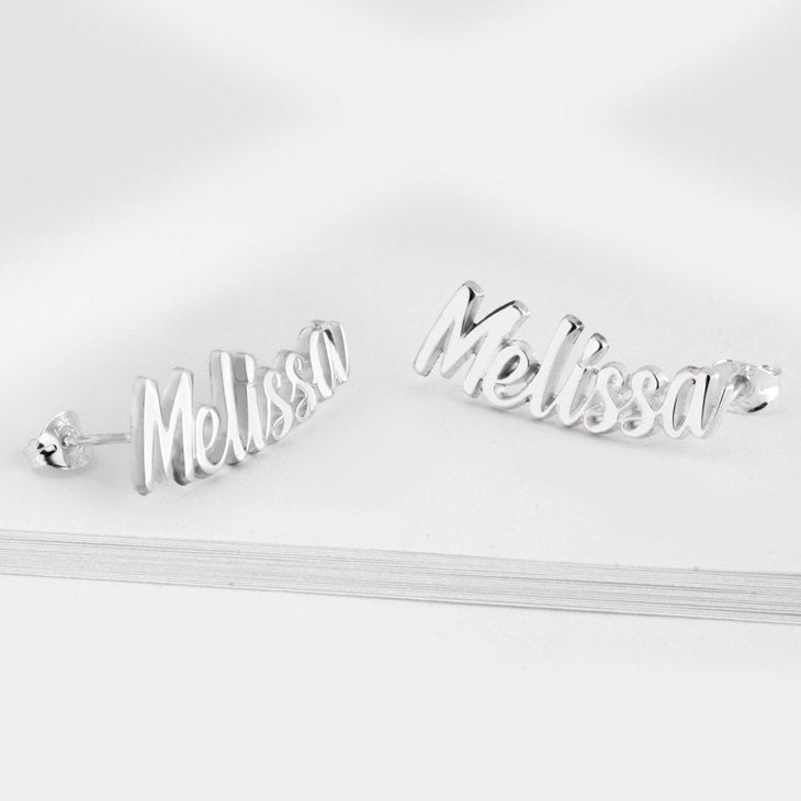 Curved Stud Name Earrings