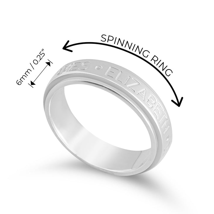 Engraved Names Spinning Fidget Ring