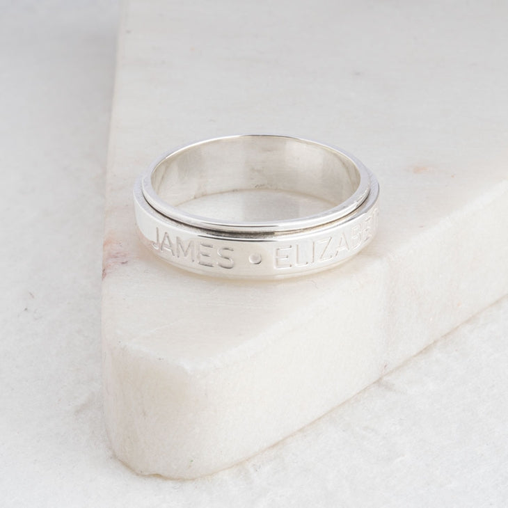 Engraved Names Spinning Fidget Ring