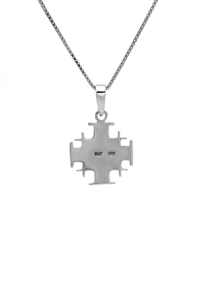 Jerusalem Cross with Nano Bible New Testament Pendant Necklace 925 Silver