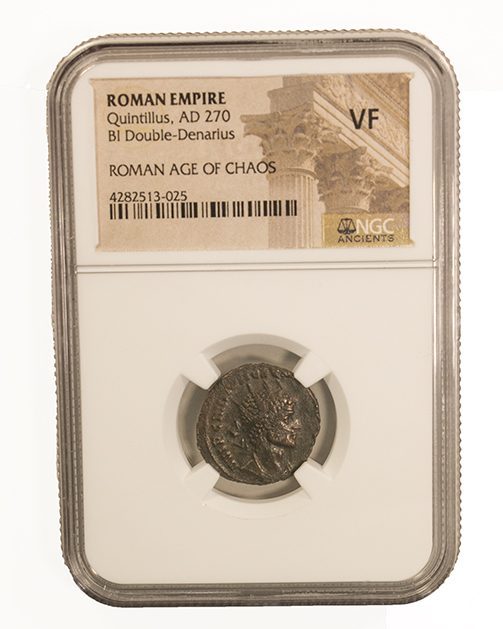 Roman AE Antoninianus of Quintillus (AD270) NGC(VF)