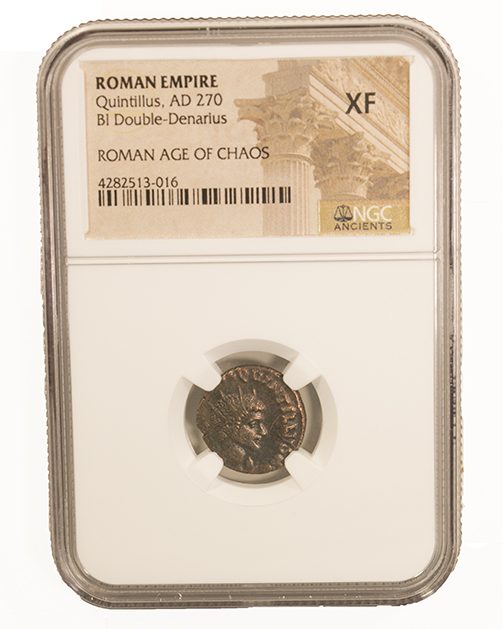 Roman AE Antoninianus of Quintillus (AD270) NGC(XF)