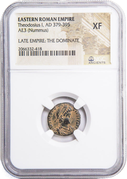 Roman AE3 of Theodosius I (AD379-395) NGC(XF)