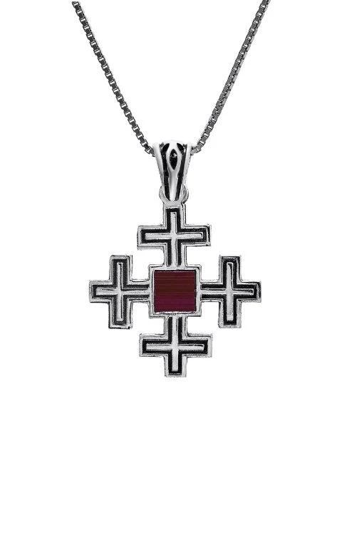 Jerusalem Cross With Nano Bible New Testament Pendant Necklace Silver 925