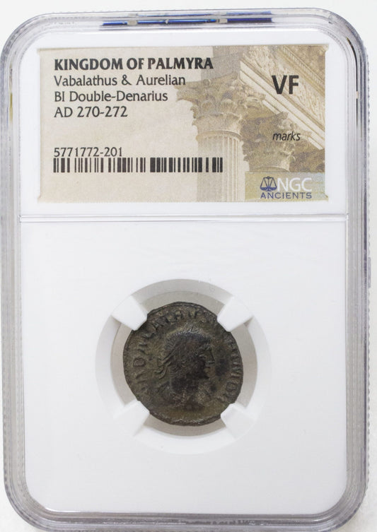 Roman AE of Vabalathus and Aurelian NGC(VF)