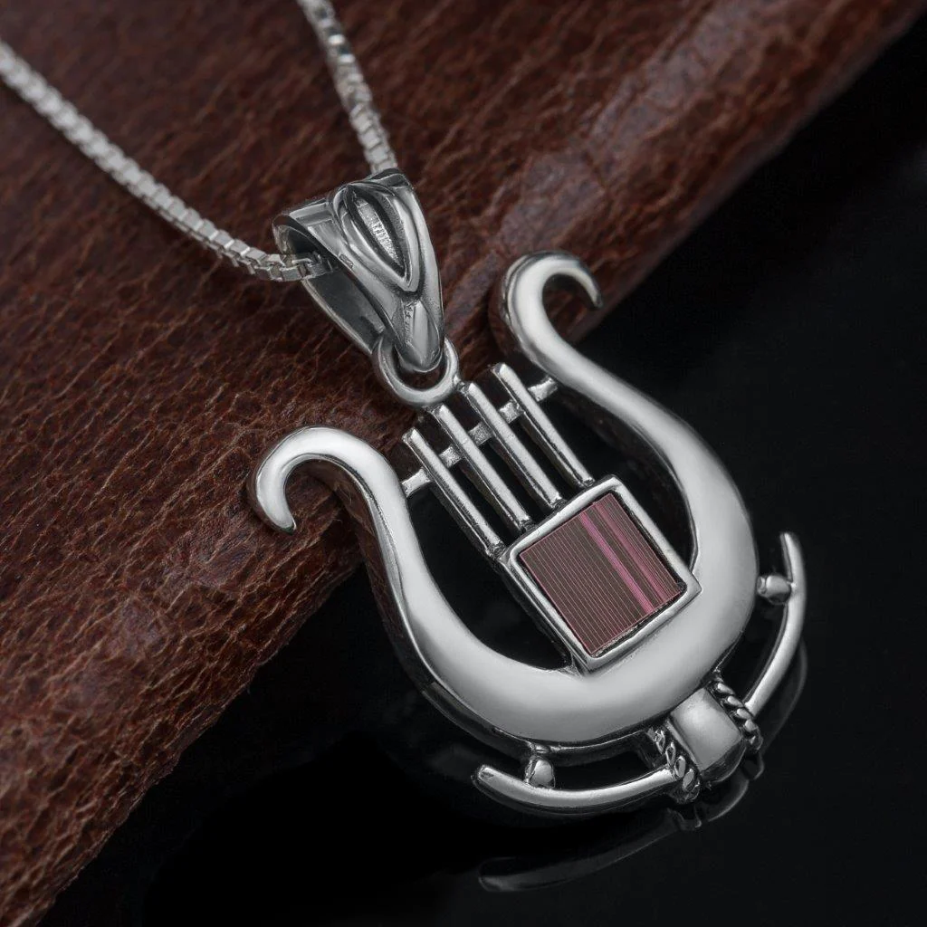 Necklace King David's Harp with Jerusalem Nano Bible